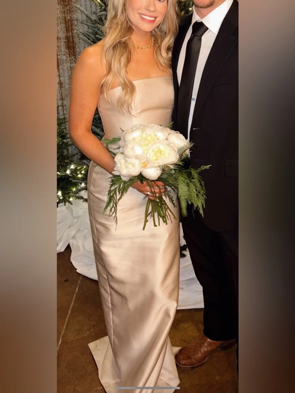 ALFRED SUNG LEE · Strapless Bridesmaid Dress in Champagne - Picture 3 of 3